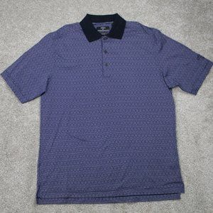 Callaway Polo Shirt Men Medium Purple Geometric Contrast Collar S/S 2 Ply Cotton
